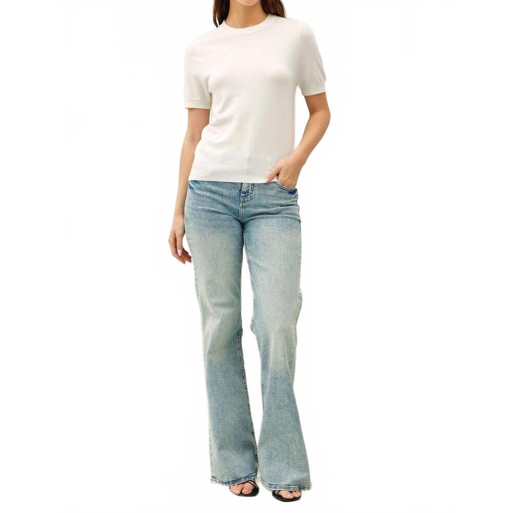 NEW BE COOL essential short sleeve sweater top in off white